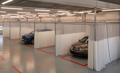 Штора для автомойки комбинированная прозрачная/белая